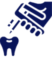 Icon Hand mit Zahnarzt-Instrument über Zahn