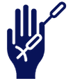 Icon Hand mit zwei Akupunktur-Nadeln